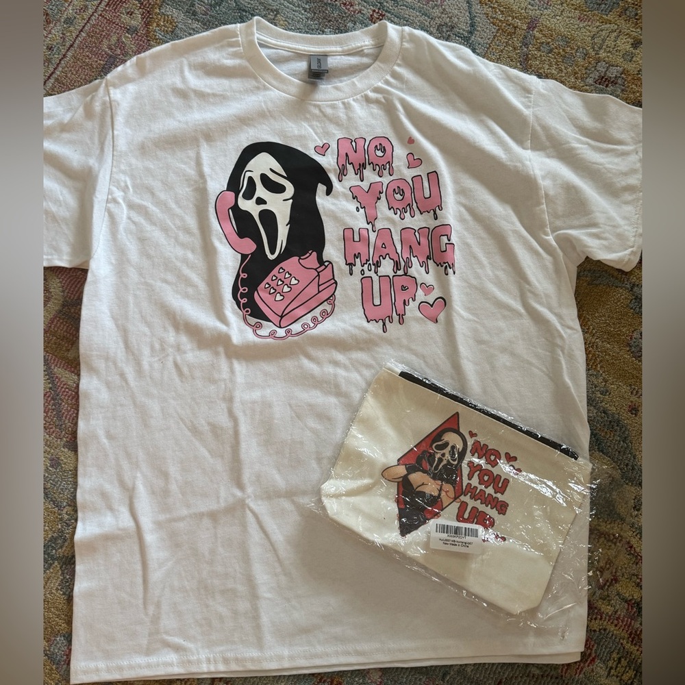 Scream No You Hang Up Size Large Tshirt and Cosmetic Bag New
